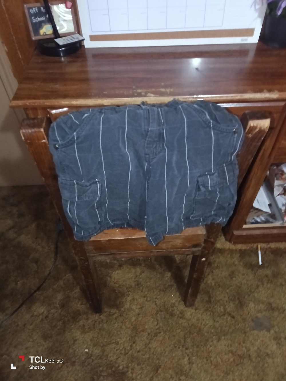 Men's Black Pinstripe Cargo Shorts